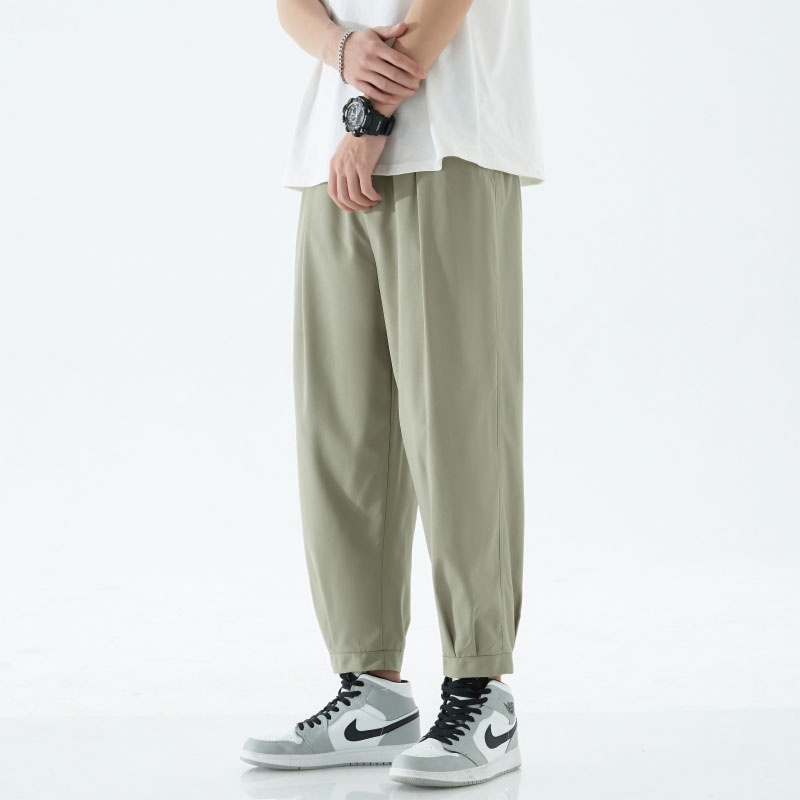 Quần Dài Thể Thao Vải Lụa Lạnh Dáng Rộng Thời Trang Xuân Hè Cho Nam