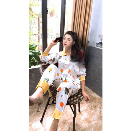 Bộ lụa SATIN BÈO tay dài quần dài mềm mướt ảnh thật sàn | BigBuy360 - bigbuy360.vn