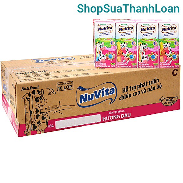 [HSD T7-2021] Thùng 48 Hộp Sữa tiệt trùng Nuvita Có Đường 180ml