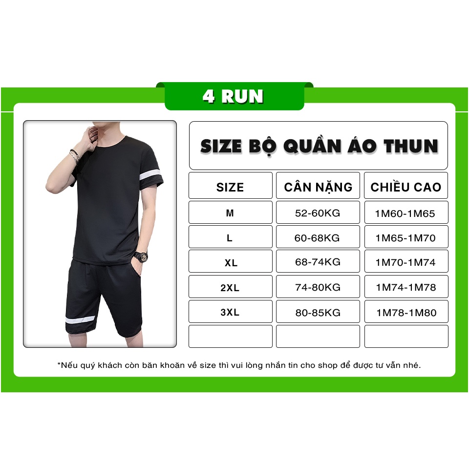 Set Bộ Quần Áo thể thao nam đẹp 4RUN mã TT39 Áo thun nam, Quần short nam thun mùa hè thoáng mát