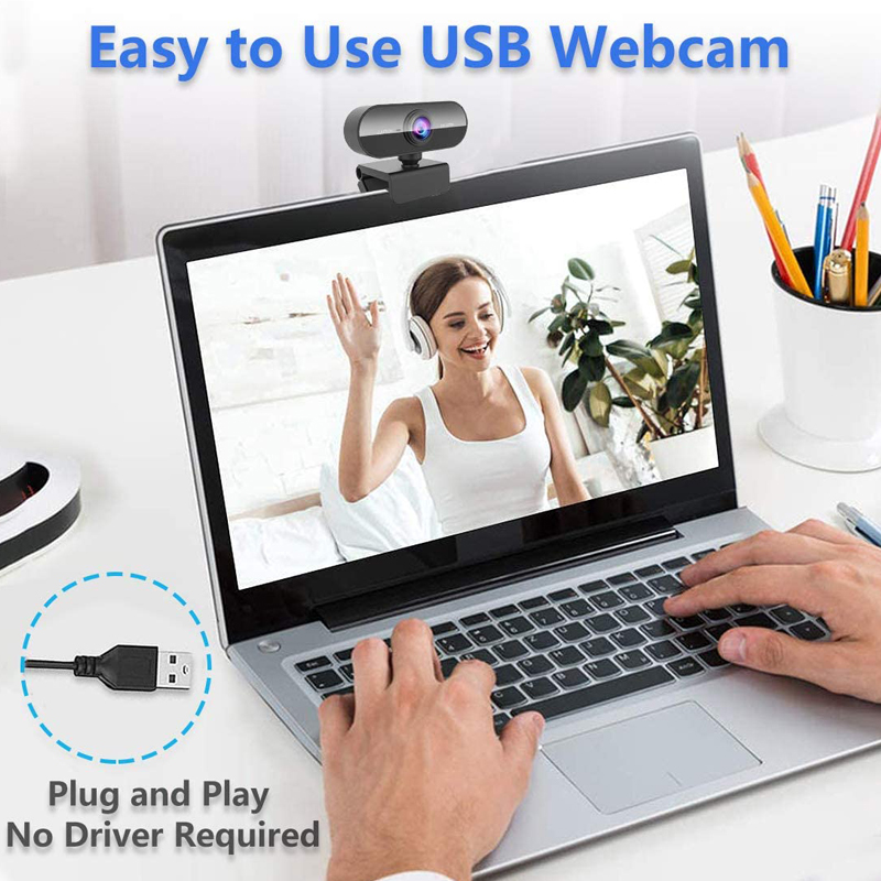 Webcam KCO PC01 có mic độ phân giải HD 2K góc quay rộng 110° thiết kế đế xoay 360 độ kết nối cổng USB tiện dụng