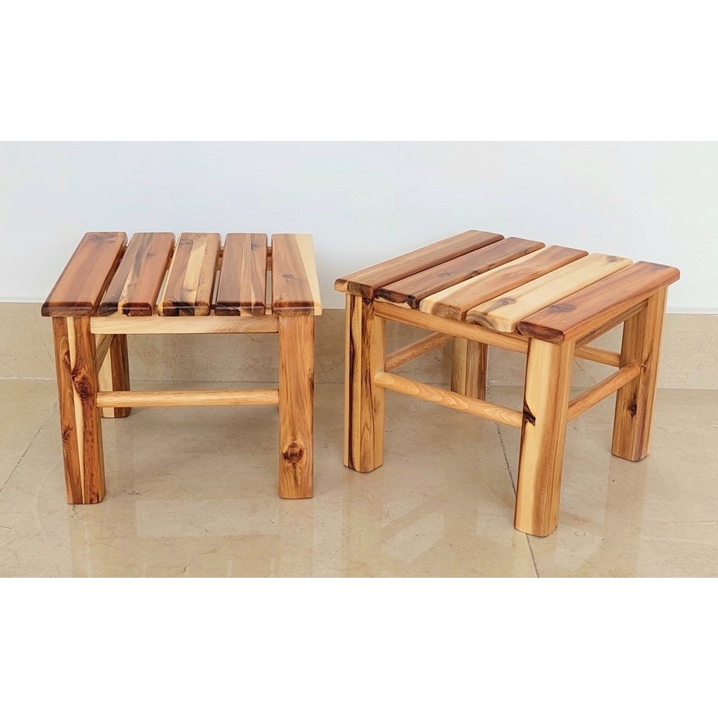 Ghế Đôn Gỗ Mặt Tròn Cao 24.5cm, Ghế Cafe Phố - Hàng VN Xuất Khẩu