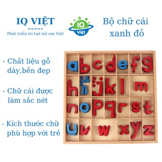 Giáo cụ Montessori - Bộ chữ cái xanh đỏ kèm khay