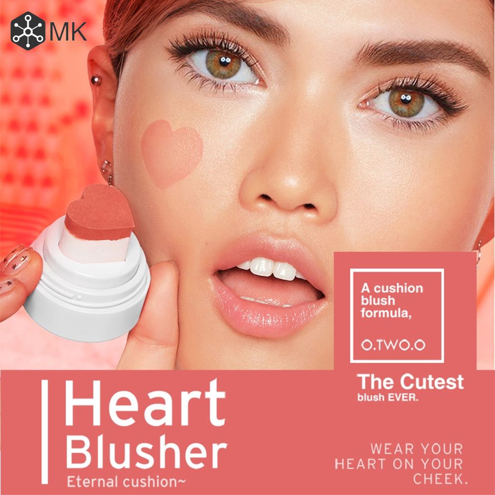 [Hàng mới về] Phấn má hồng thiết kế hình trái tim dạng air cushion O.TWO.O