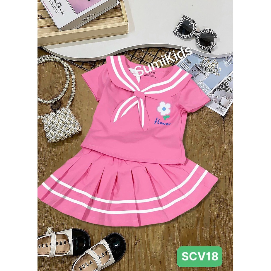 Sét bộ đồ chân váy xịn xò cho bé gái size 15kg-35kg.Có chip bên  trong