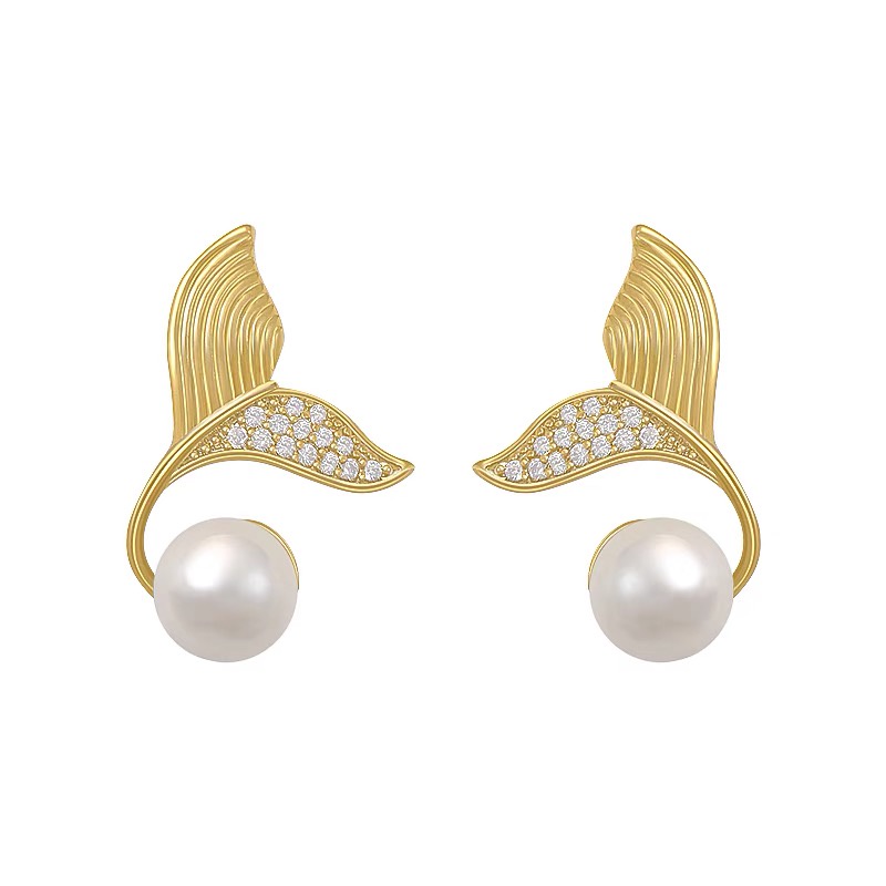 Bông tai đính ngọc trai phong cách Hàn Quốc