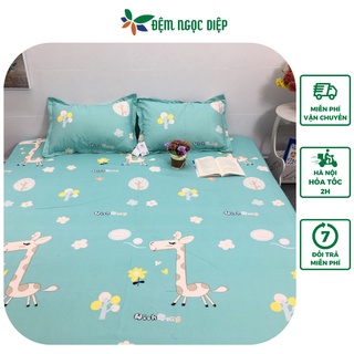 Combo ga vỏ gối vỏ gối ôm poly cotton mẫu hươu xanh cho nệm 1m2, 1m6, 1m8, 2m2