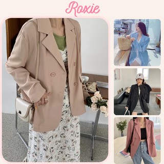 Áo khoác blazer nữ 2 lớp tay dài vintage, áo vest nữ dài tay xanh mint ulzzang hàn quốc - Roxie