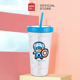 [Mã LIFEHL9 giảm 8% tối đa 100K đơn 250K] Ly nhựa Miniso siêu anh hùng Marvel kèm ống hút - Hàng chính hãng