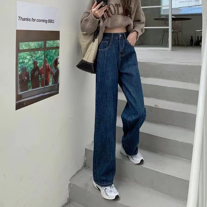 Quần Jeans Nữ Lưng Cao Ống Rộng Thời Trang Hàn Quốc