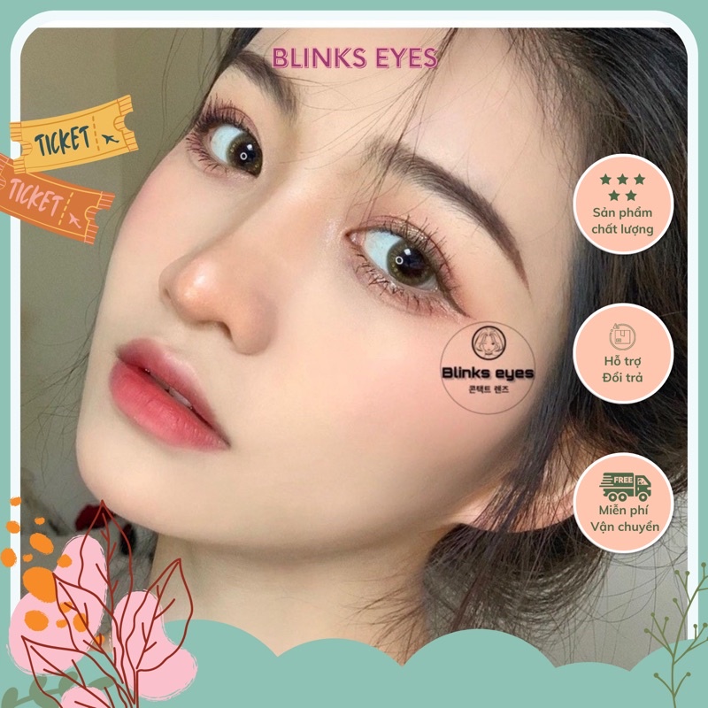 Kính áp tròng lens hiệu ứng Blingbling brown - lens ( 0-8 độ ) - lens Hàn