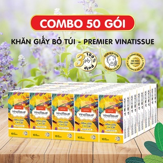 Khăn giấy bỏ túi Premier VinaTissue 10 tờ - Combo 50 gói