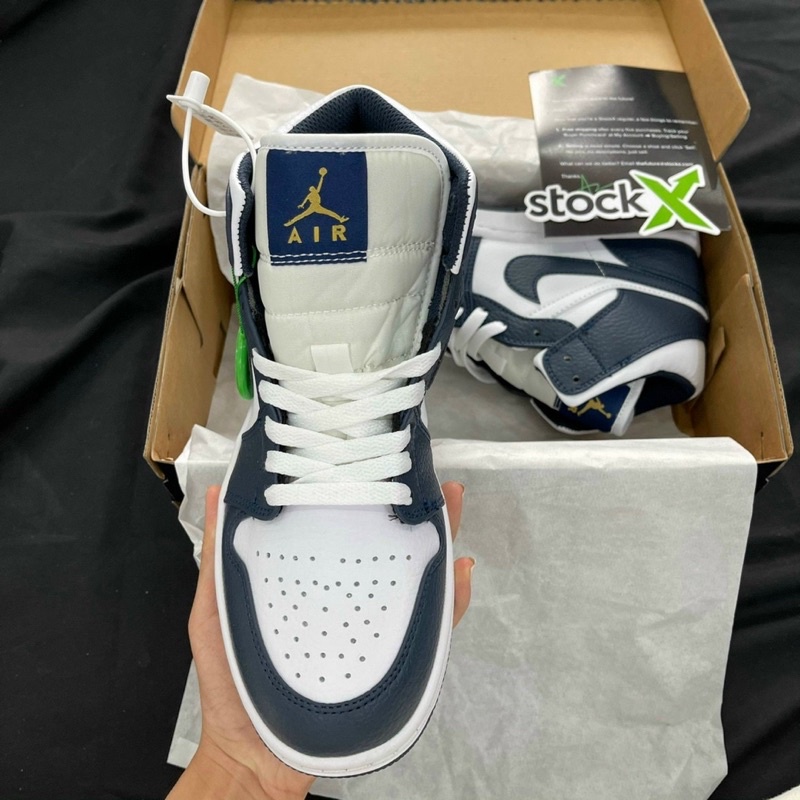 Giày thể thao jd 1 xanh navy cao cổ SNEAKER 4M, Giày thể thao JD xanh than cổ cao nam nữ