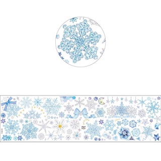 Đoạn chiết hình dán washi tape bông tuyết xanh