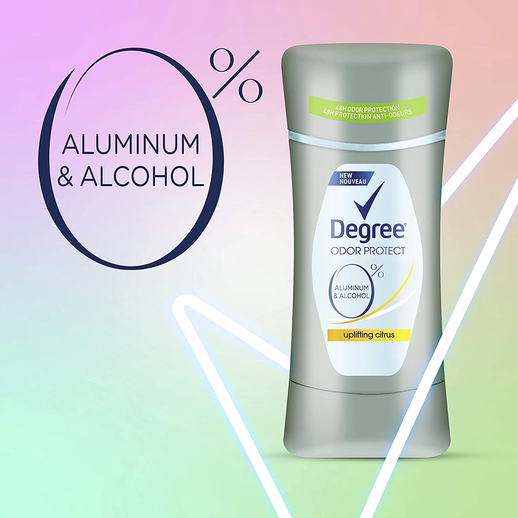 Lăn sáp nữ DEGREE 0 Aluminum Free Uplifting Citrus Deodorant 48H 74g (Mỹ)