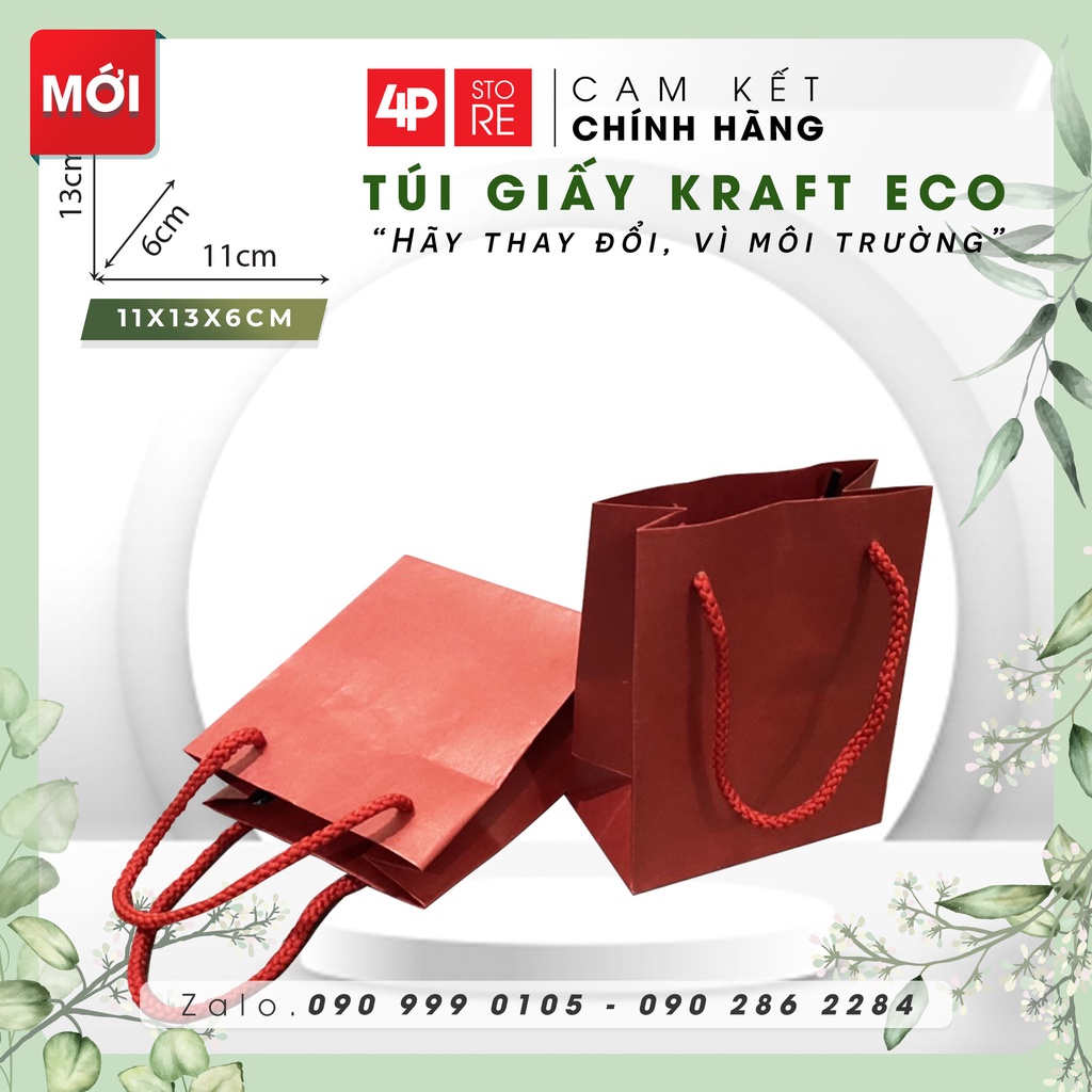 10 Túi 11x13x6cm Kraft Xịn màu Đỏ [ Q7 ]
