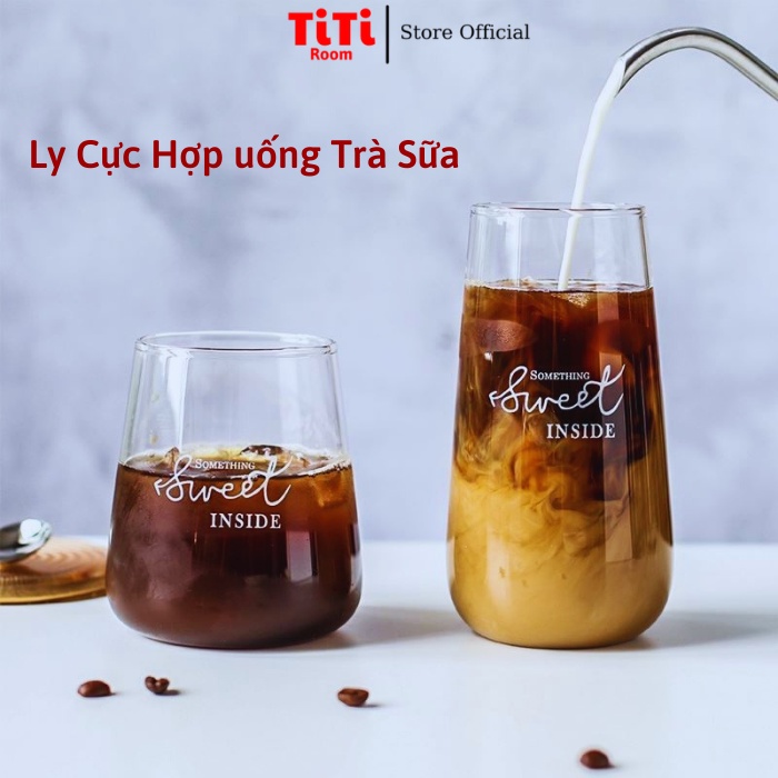 Ly thủy tinh uống sinh tố cao cấp dễ thương The Coffee Cốc thủy tinh tròn chịu nhiệt đẹp sang chảnh uống cà phê TiTiRoom