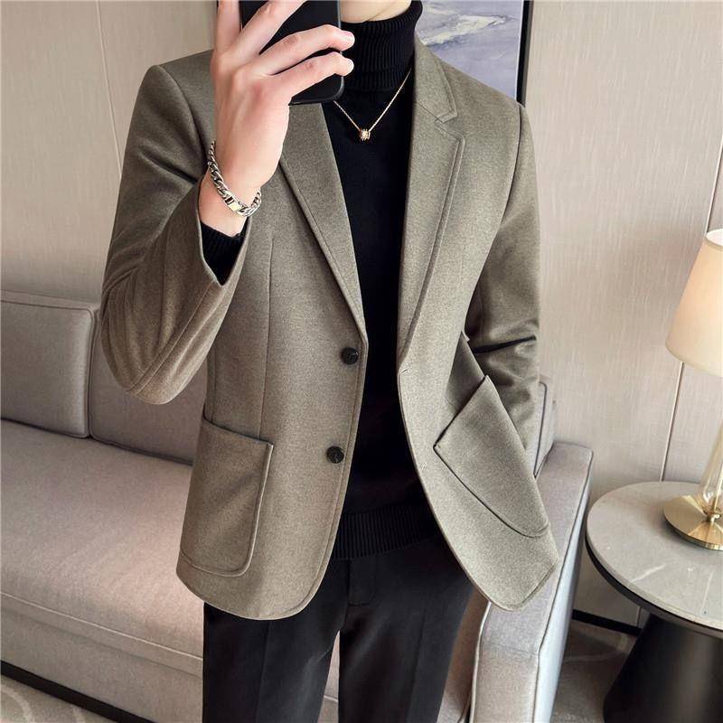 Áo Khoác blazer Len Ôm Dáng Phong Cách Doanh Nhân Hàn Quốc Đơn Giản Vừa Vặn Cho Nam
