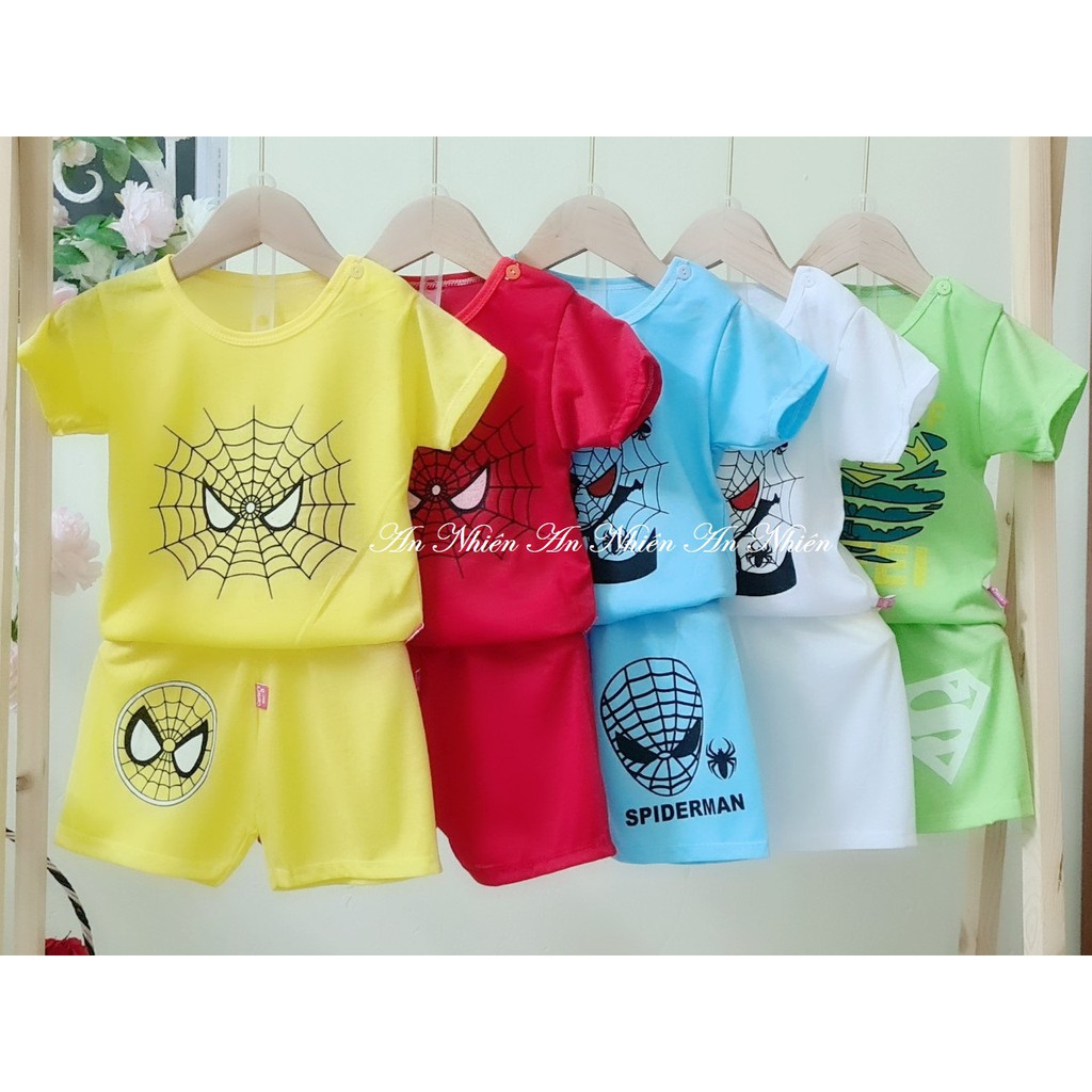 Combo 5 bộ quần đùi áo cộc họa tiết siêu nhân nhện spiderman cho bé từ 3-14kg