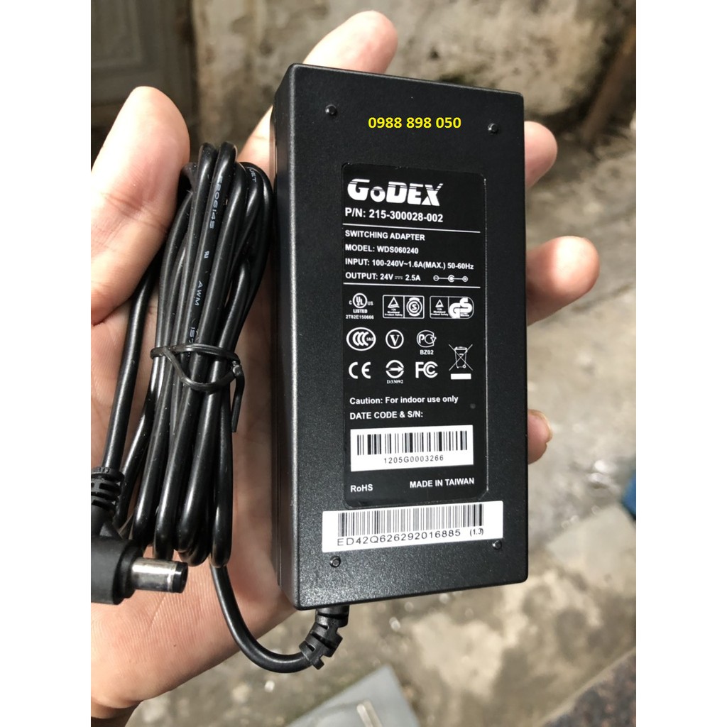 Adapter Máy in mã vạch Godex 24v 2.5a chính hãng
