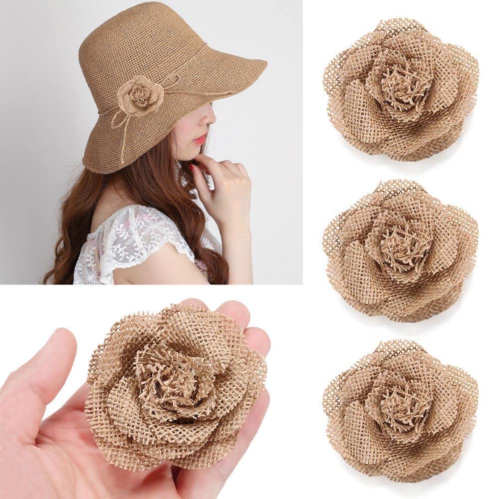 Set 2 / 6 Hoa Hồng Handmade Bằng Sợi Đay 9cm Trang Trí Nhà Cửa Thời Trang