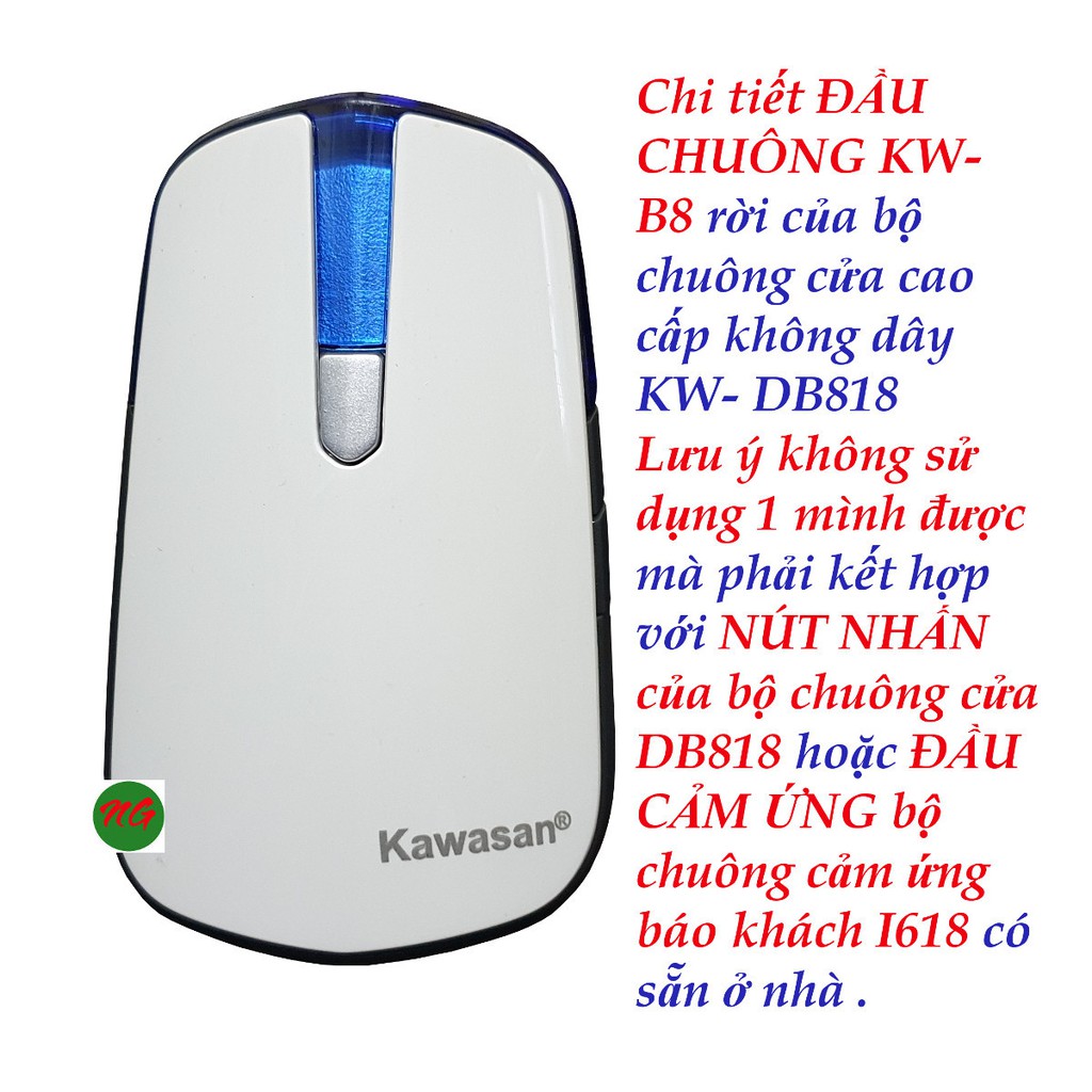 Đầu chuông báo B8 của chuông cửa Kawasan DB818 và chuông cảm biến báo khách I618 ( Chi tiết rời không sử dụng 1 mình )