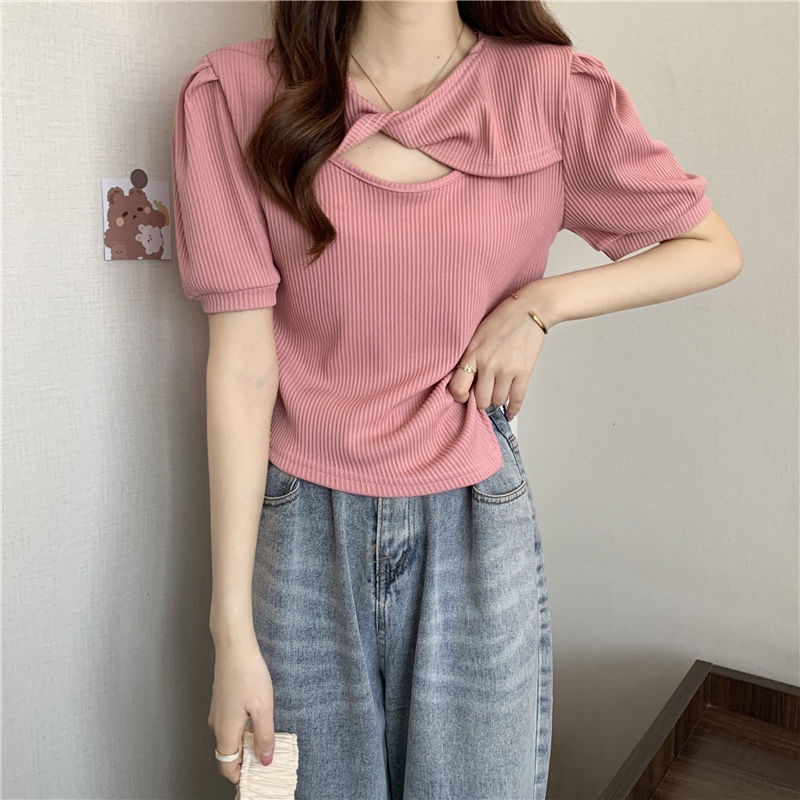 Áo Thun Tay Phồng Ngắn Phong Cách Pháp Thời Trang Mùa Hè Dành Cho Nữ