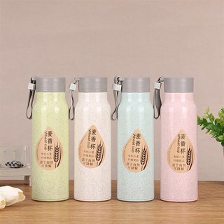 Bgn02-bình giữ nhiệt nhựa lúa mạch lõi thủy tinh 420ml, giao ngẫu nhiên màu