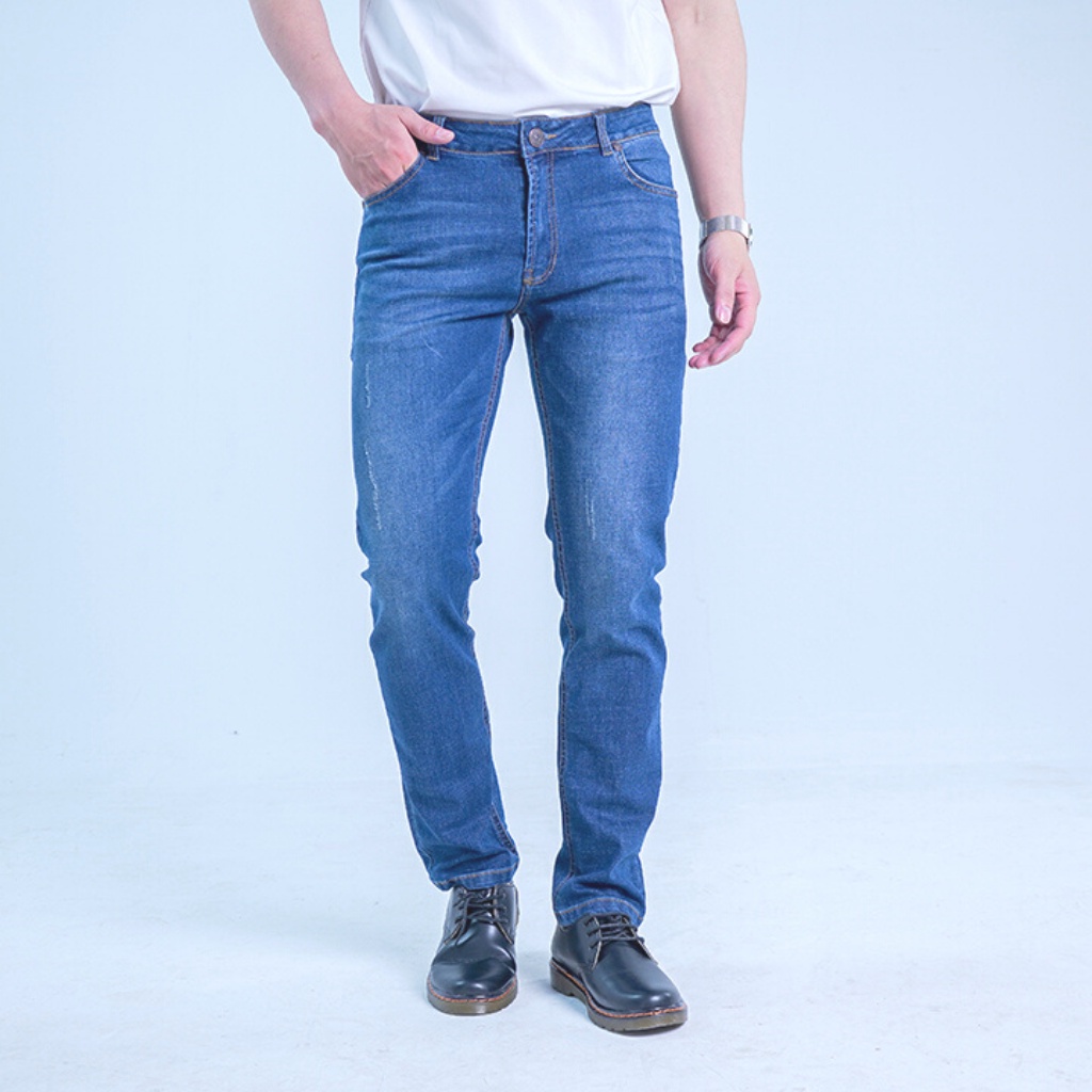 Quần Jean Nam H90, Ống Côn Dáng Ôm Slimfit, Chất Bò Co Giãn Vận Động Thoải Mái, Vải Mềm Mịn, Bền Màu HTRJ009