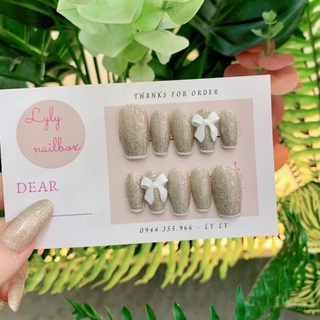 Nail box mẫu nhũ flash kẻ viền móng đính charm nơ