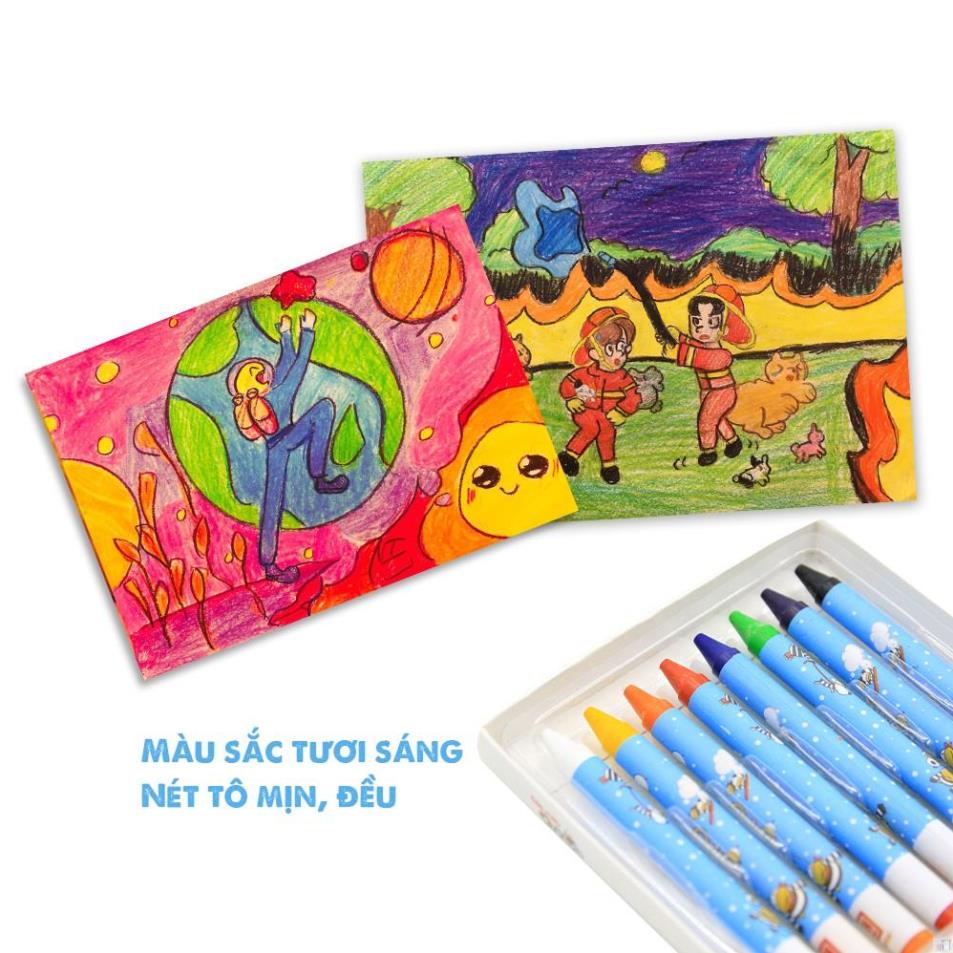 Màu sáp Hồng Hà | Sáp màu Oringa 8/12/18/24 màu dành cho học sinh mẫu giáo, tiểu học .