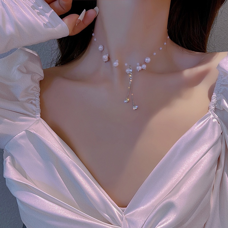 Vòng Cổ Choker Đính Ngọc Trai Nhân Tạo Phong Cách Hàn Quốc