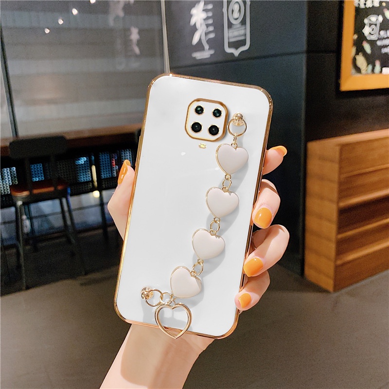 Ốp điện thoại mềm viền vuông hình trái tim sang trọng bảo vệ camera cho Xiaomi Redmi Note 9s Note 9 Pro Note 9 Pro Max