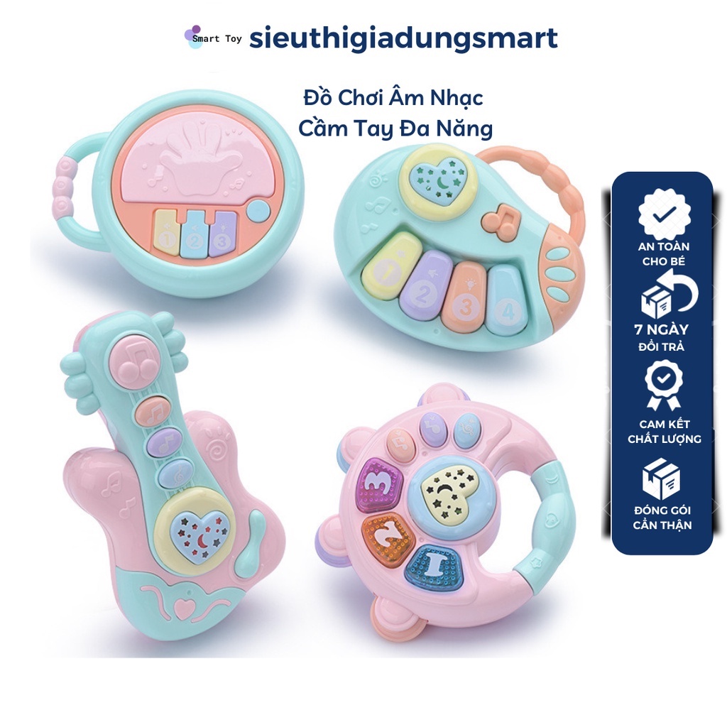 Đồ Chơi Âm Nhạc Cầm Tay Đa Năng Có Âm Thanh Và Đèn Cho Bé, Đồ Chơi Giúp Bé Cảm Nhận Âm Thanh, Phát Triển Phản Xạ 0 - 3Tuổi