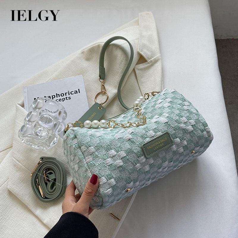 Túi đeo chéo IELGY cỡ nhỏ họa tiết sọc caro thời trang dễ phối đồ dành cho nữ