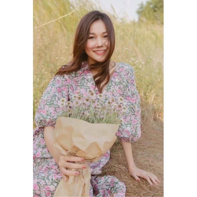 Váy hoa Mango auth midi