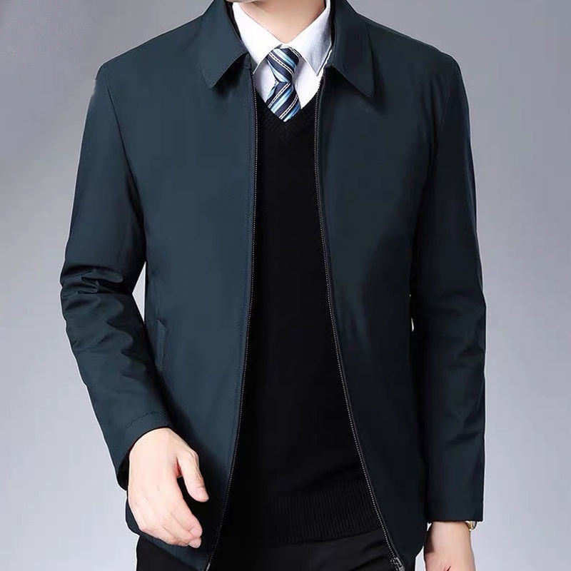 Áo khoác cotton dày dặn có cổ thời trang thu đông hàng mới dành cho nam trung niên