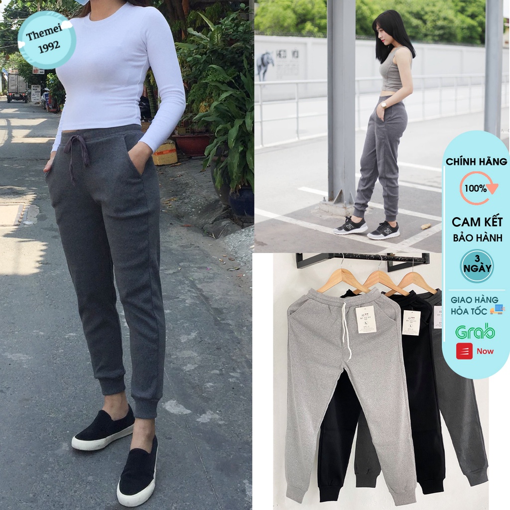 Quần jogger nữ THE MEI 1992 -  jogger nữ len tăm dáng ôm chất dày dặn cực ấm day rút siêu xinh 2021