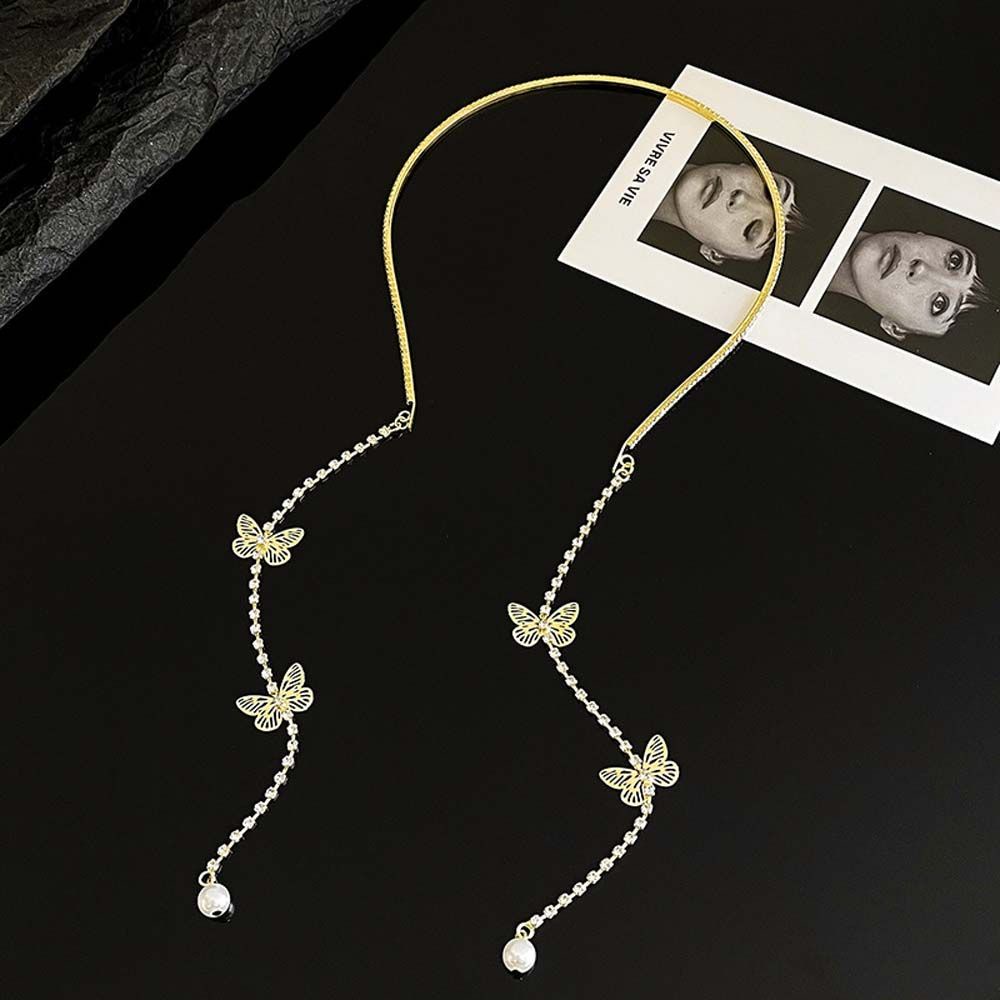 Băng Đô Cài Tóc Mỏng Đính Ngọc Trai Phối Tua Rua Phong Cách Pháp Cổ Điển Ngọt Ngào Cho Nữ