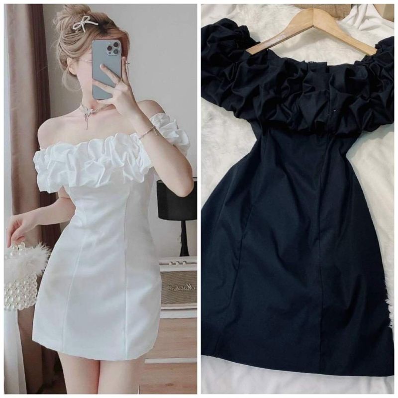 Đầm trễ vai trắng rớt vai tay phồng  - Ola Dress