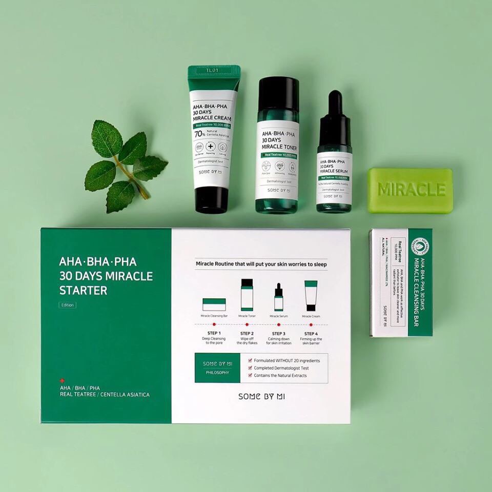 Bộ Kit Chăm Sóc Da Mụn Some By Mi AHA BHA PHA 30 Days Miracle Starter Kit Edition (4 sản phẩm)