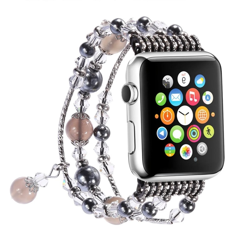 Vòng đeo tay đính hạt mã não cho Apple iWatch 1/2/3/4/5/6/SE 38/42/40/44mm