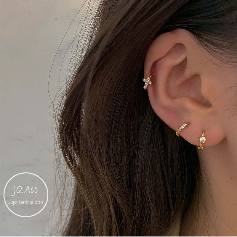 Khuyên Tai Nữ Khuyên Tai Tròn 1 Đôi Khuyên Tai Tròn Nhỏ Đính Đá Thời Trang Cho Nữ