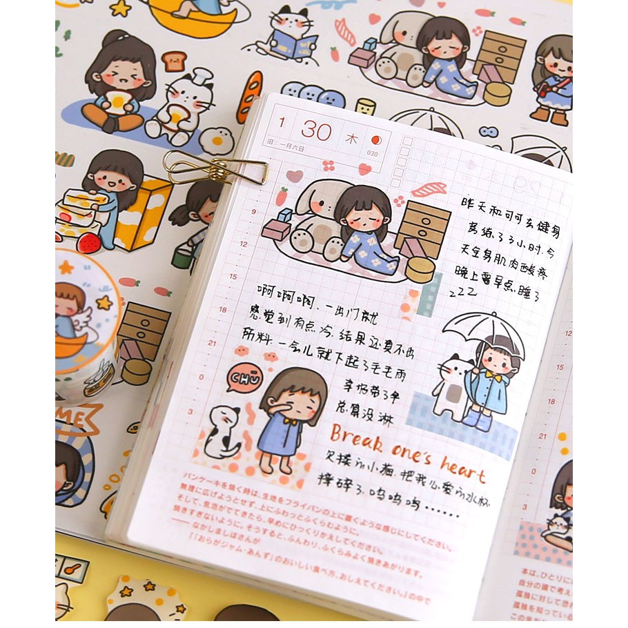 Washi tape cute Telado washi sticker trang trí sổ tay bullet journal dụng cụ dán planner hình dán cô gái dễ thương