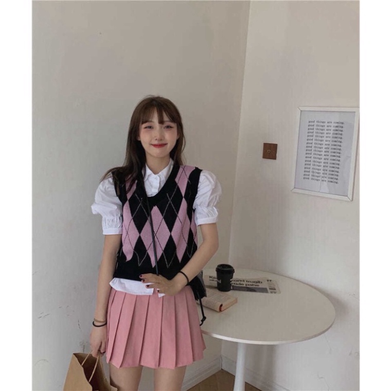 Áo Gile Nữ Chất Liệu Len Hàn Mềm Mại, Áo Len GIle Thêu Họa Tiết Hình Trám Cá Tính Năng Động Trẻ Trung | BigBuy360 - bigbuy360.vn