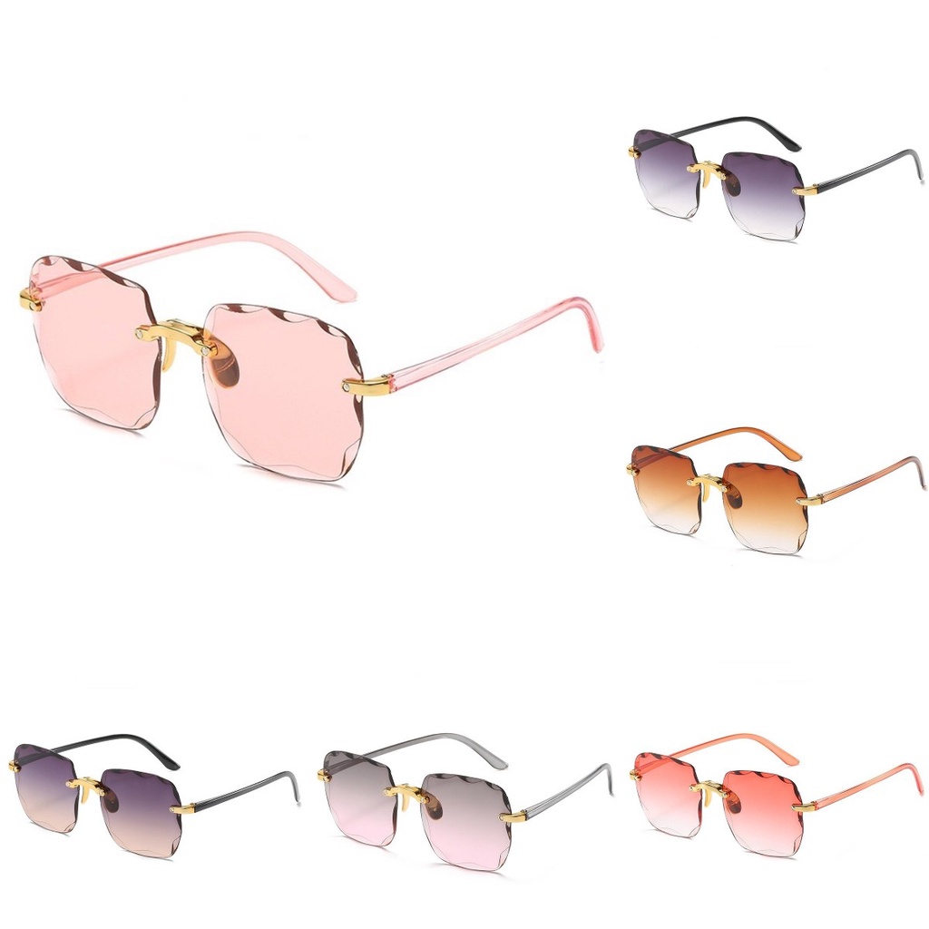 Kính Mát Tròng Vuông Lớn Không Viền 7 Màu Cho Nữ