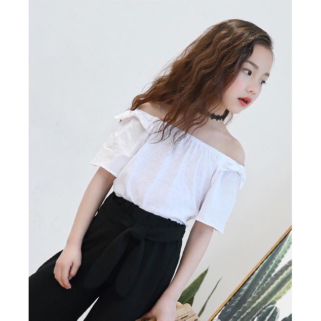 (xả) (thanh lý) Áo rớt vai bé gái(Sz: 110-160)
