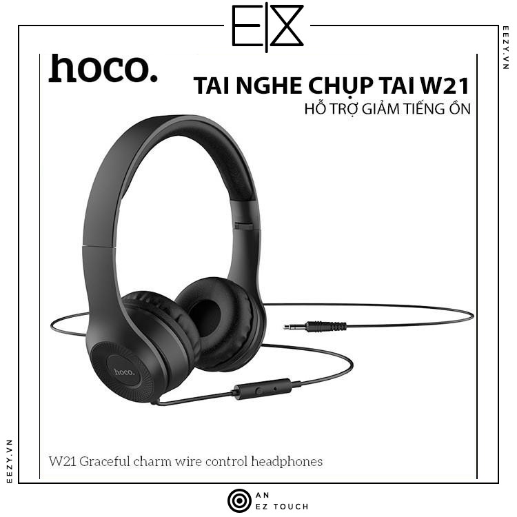 Tai Nghe Chụp Tai hoco W21 Có Dây Hỗ Trợ Giảm Tiếng Ồn Dùng Cho Máy Tính