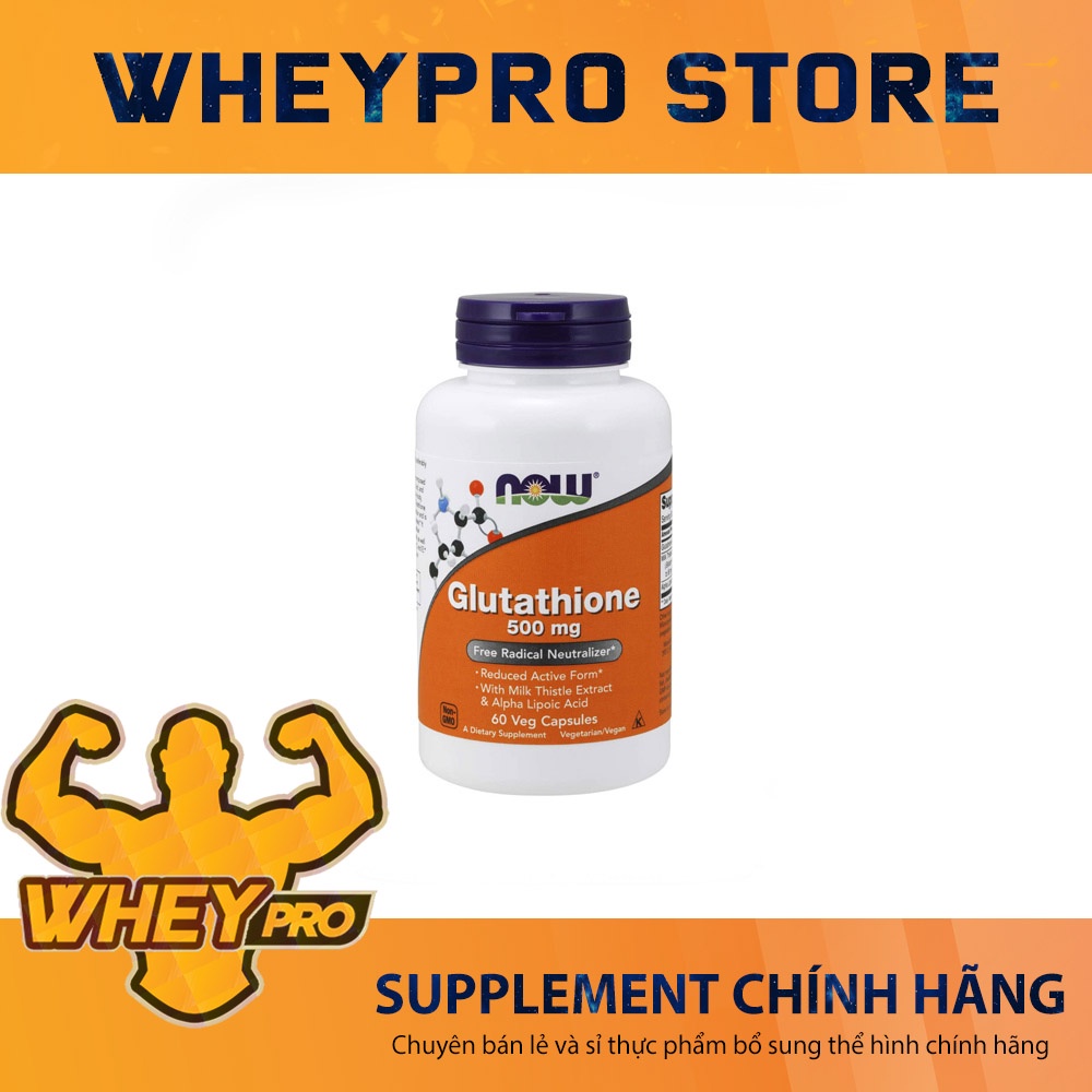 Now Glutathione 500 mg, Viên Uống Trắng Da - 60 Viên