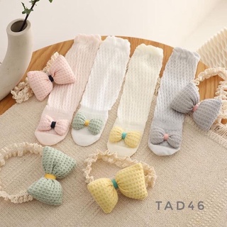 Tất lưới đùi đính nơ cho bé TAD46 cho bé 0-1 tuổi ( k kèm băng đô)